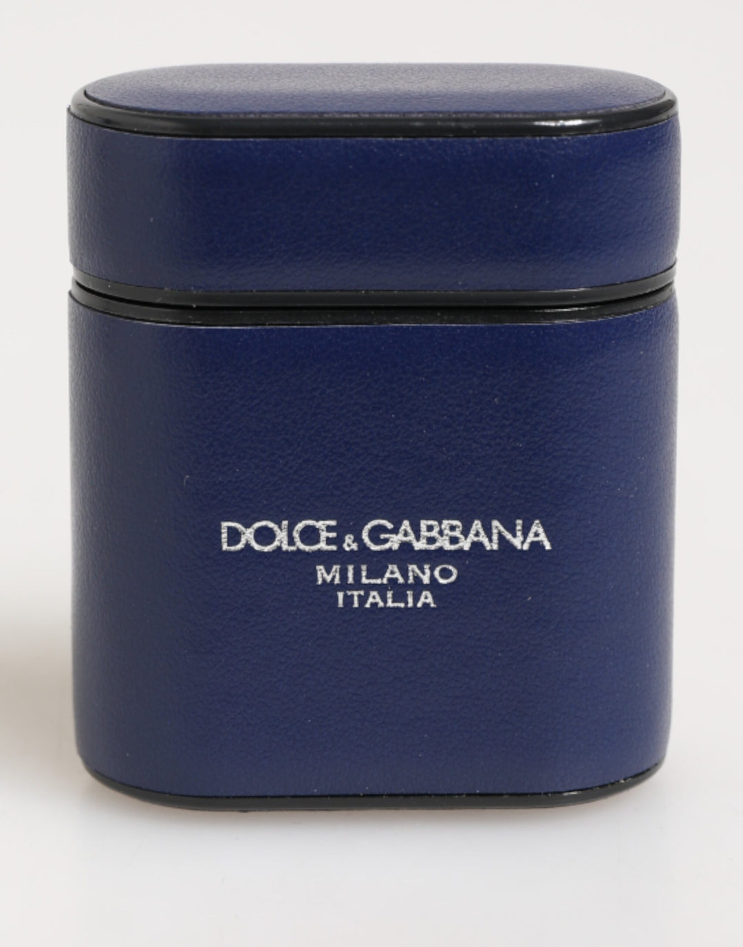 Dolce &amp; Gabbana Blue Leather Logo Print Flip Holder Men Airpods Case