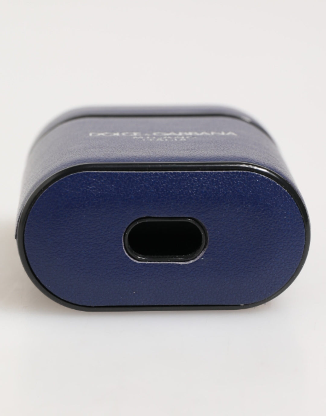 Dolce &amp; Gabbana Blue Leather Logo Print Flip Holder Men Airpods Case