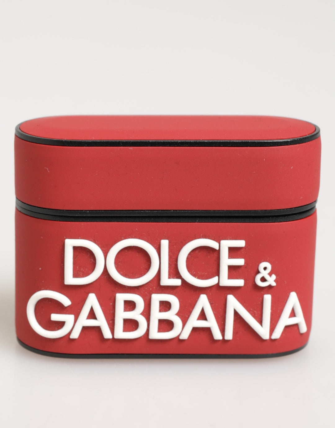 Dolce &amp; Gabbana Red White Silicone Embossed Logo Accessory Airpods Case