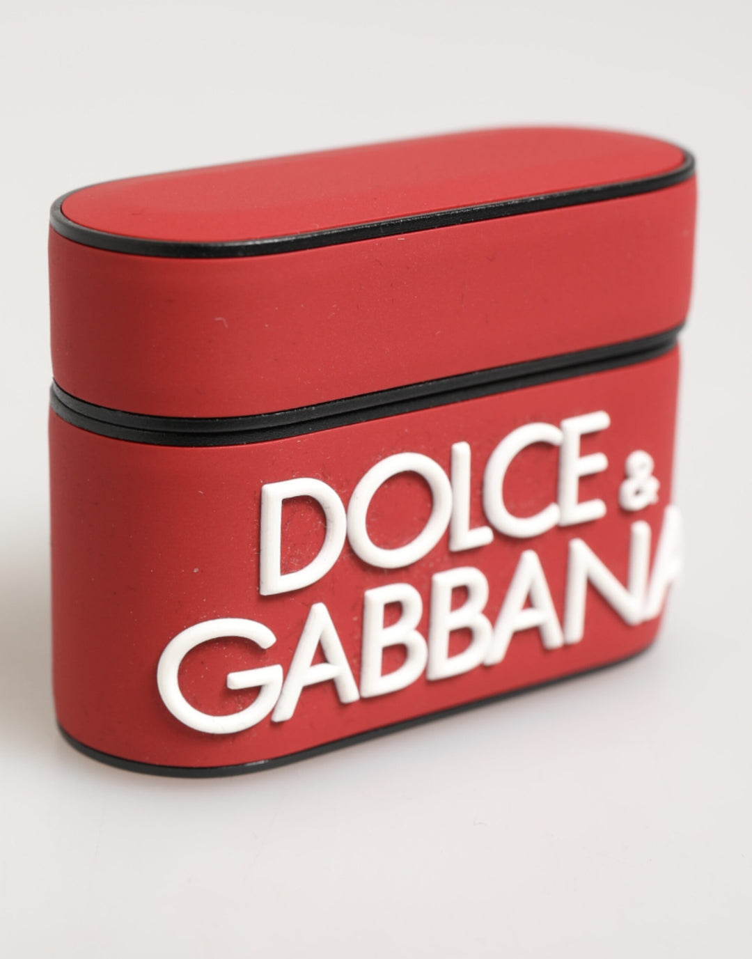 Dolce &amp; Gabbana Red White Silicone Embossed Logo Accessory Airpods Case
