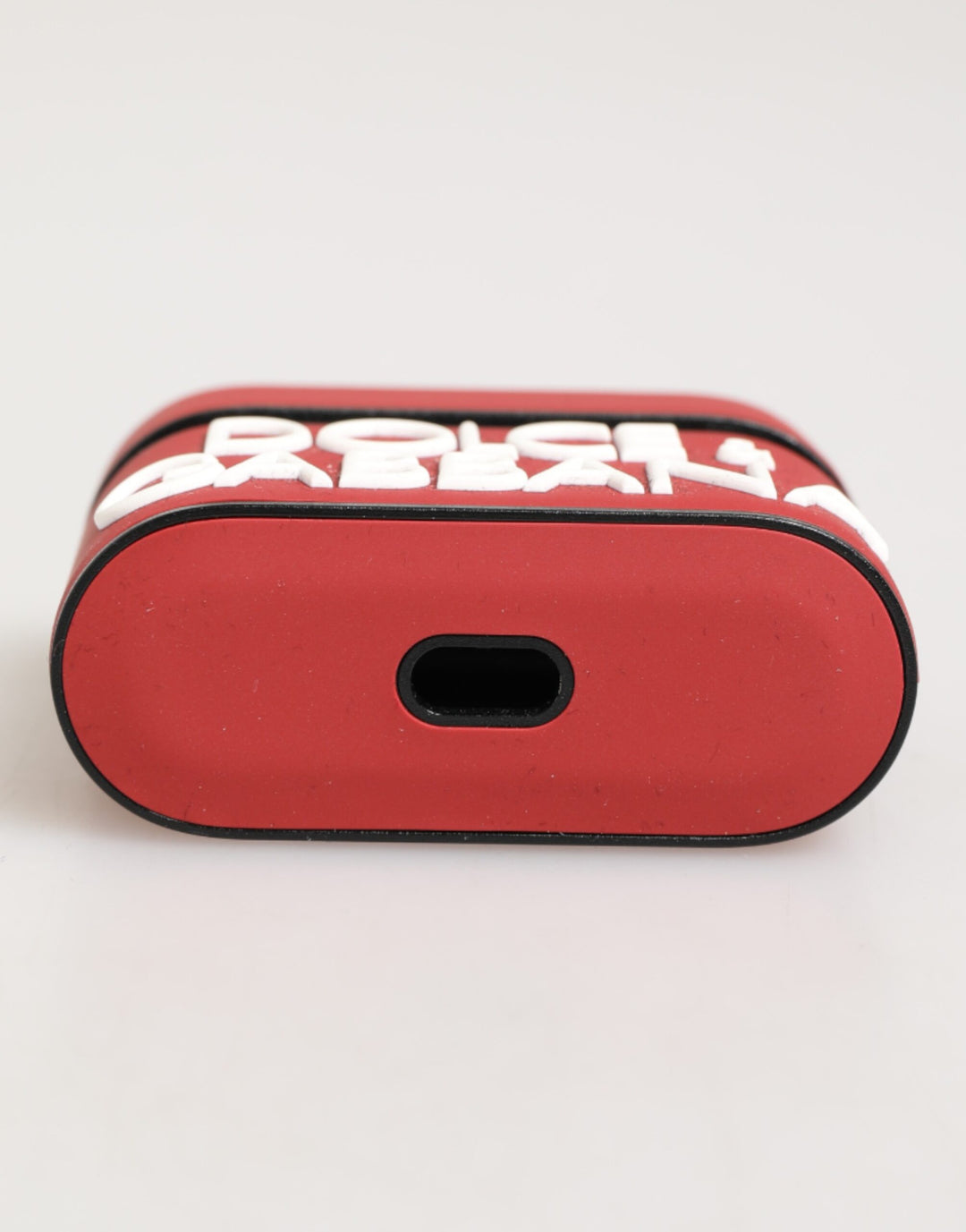 Dolce &amp; Gabbana Red White Silicone Embossed Logo Accessory Airpods Case