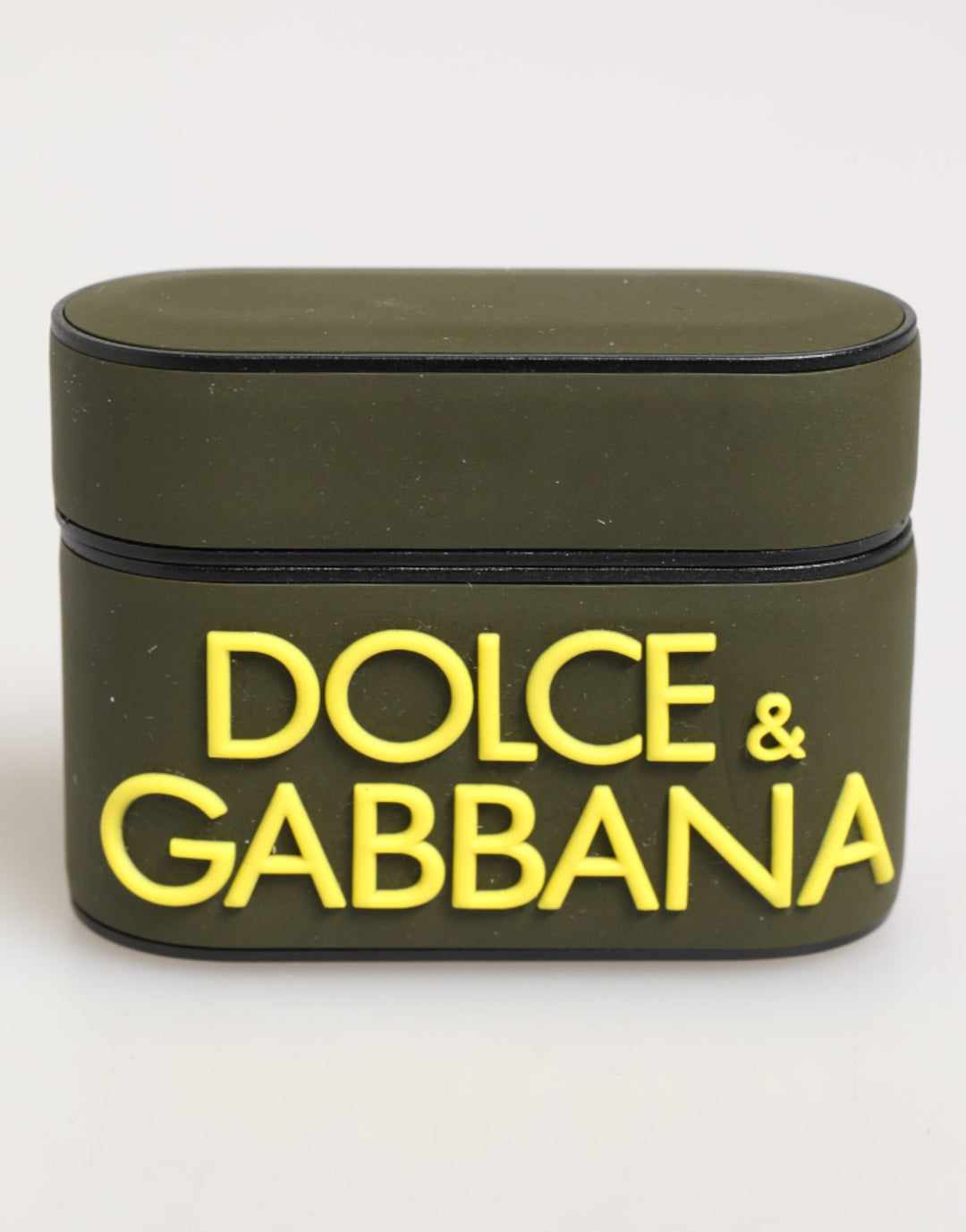 Dolce &amp; Gabbana Army Green Rubber Logo Embossed Accessory  Airpods Case