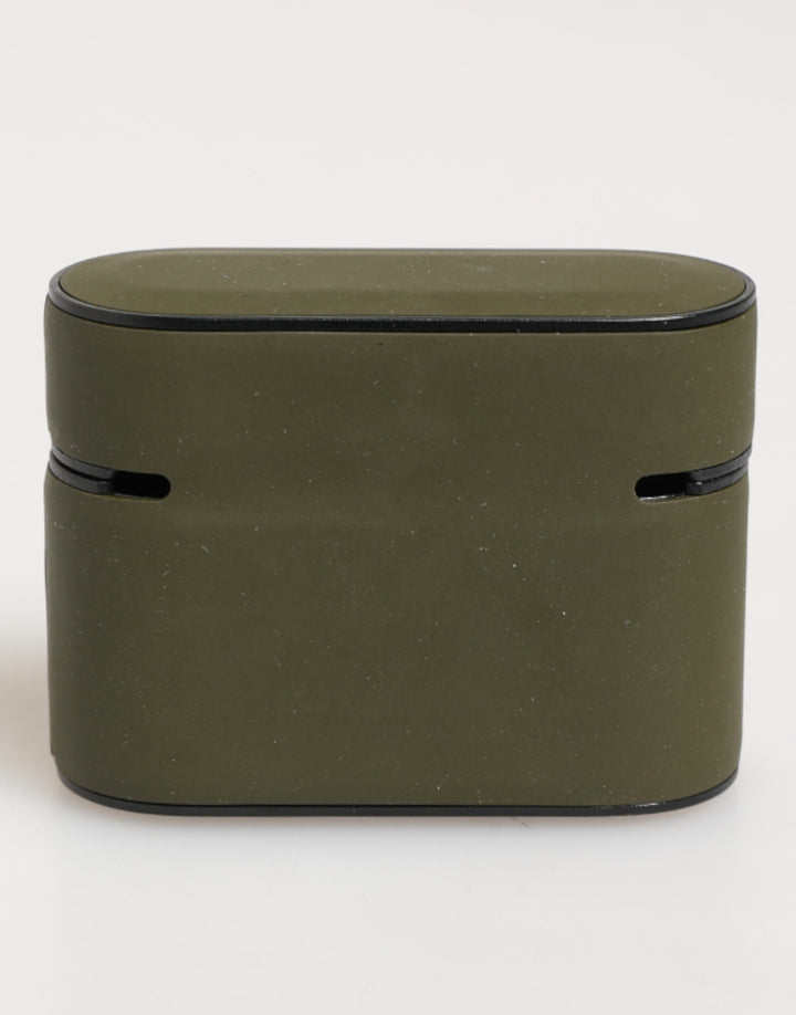 Dolce &amp; Gabbana Army Green Rubber Logo Embossed Accessory  Airpods Case