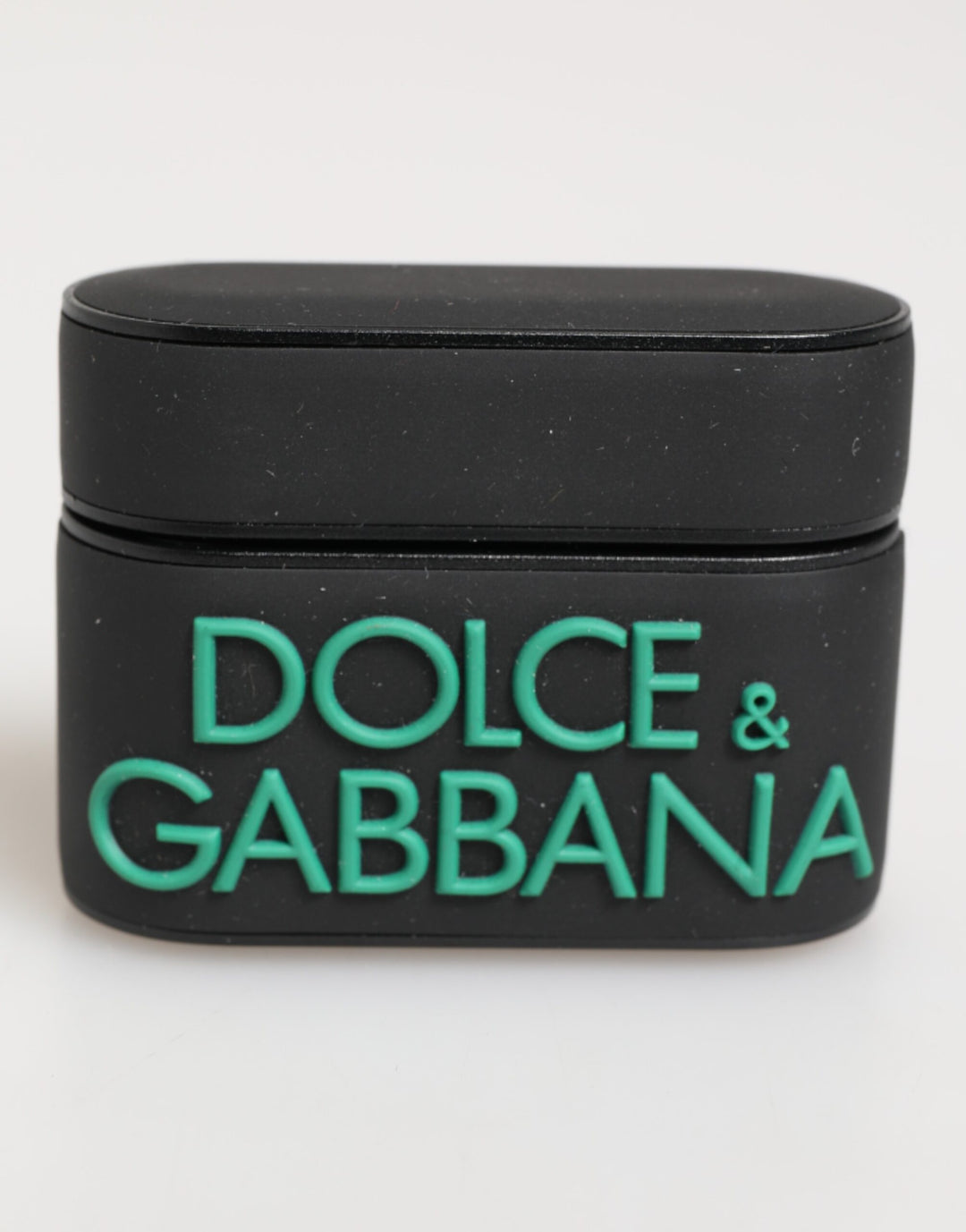 Dolce &amp; Gabbana Black Mint Rubber Logo Embossed Accessory Airpods Case