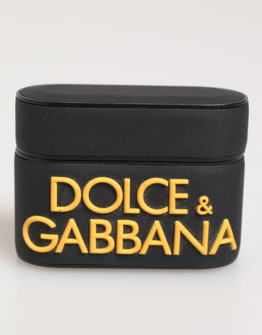 Dolce &amp; Gabbana Black Yellow Rubber Logo Embossed Accessory Airpods Case