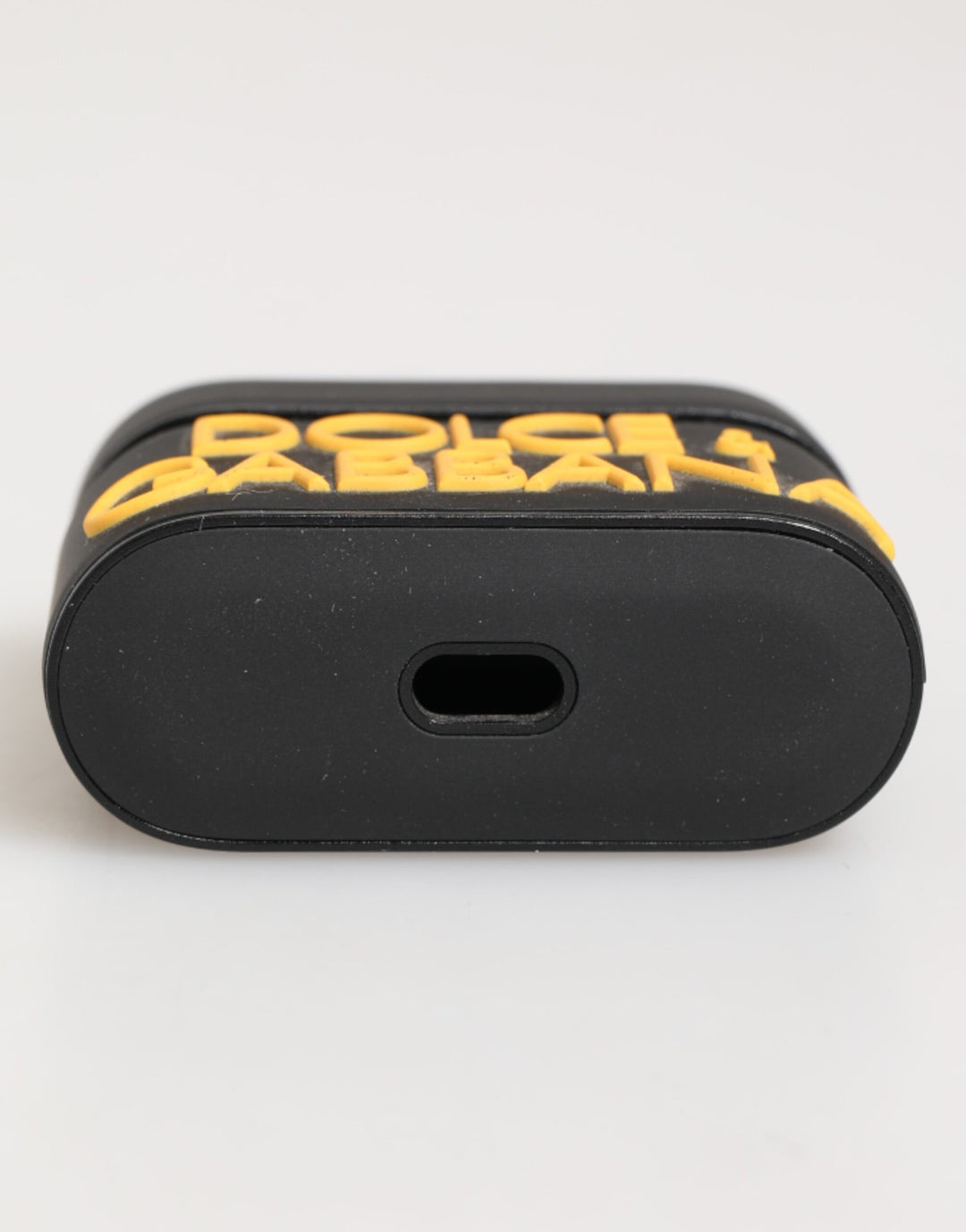 Dolce &amp; Gabbana Black Yellow Rubber Logo Embossed Accessory Airpods Case