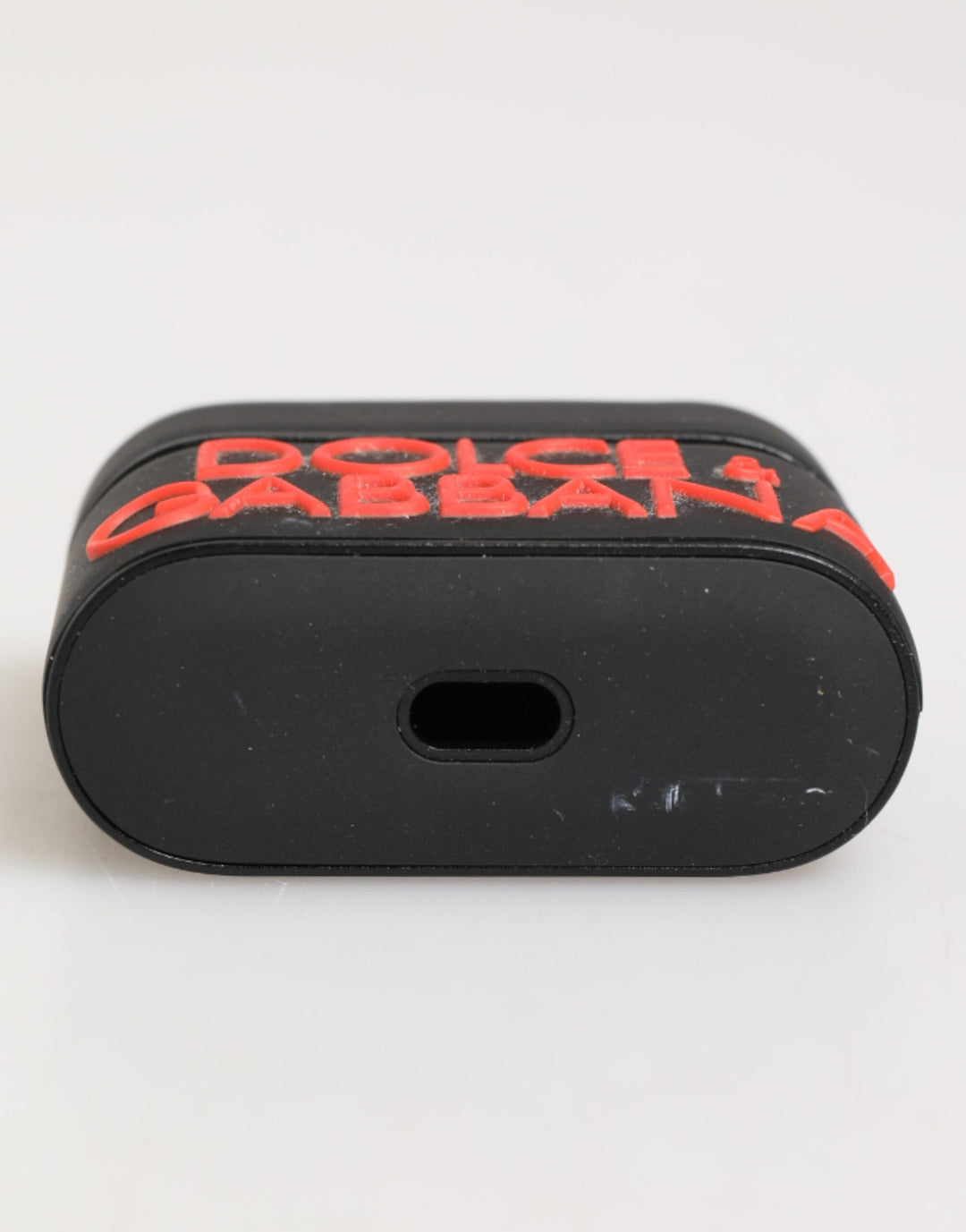 Dolce &amp; Gabbana Black Orange Rubber Logo Embossed Accessory Airpods Case