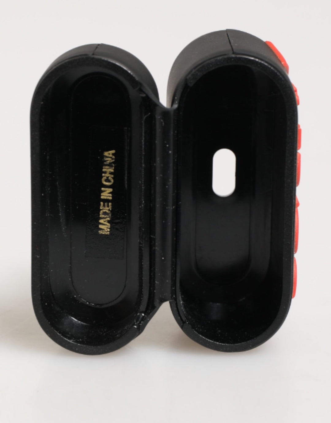 Dolce &amp; Gabbana Black Orange Rubber Logo Embossed Accessory Airpods Case