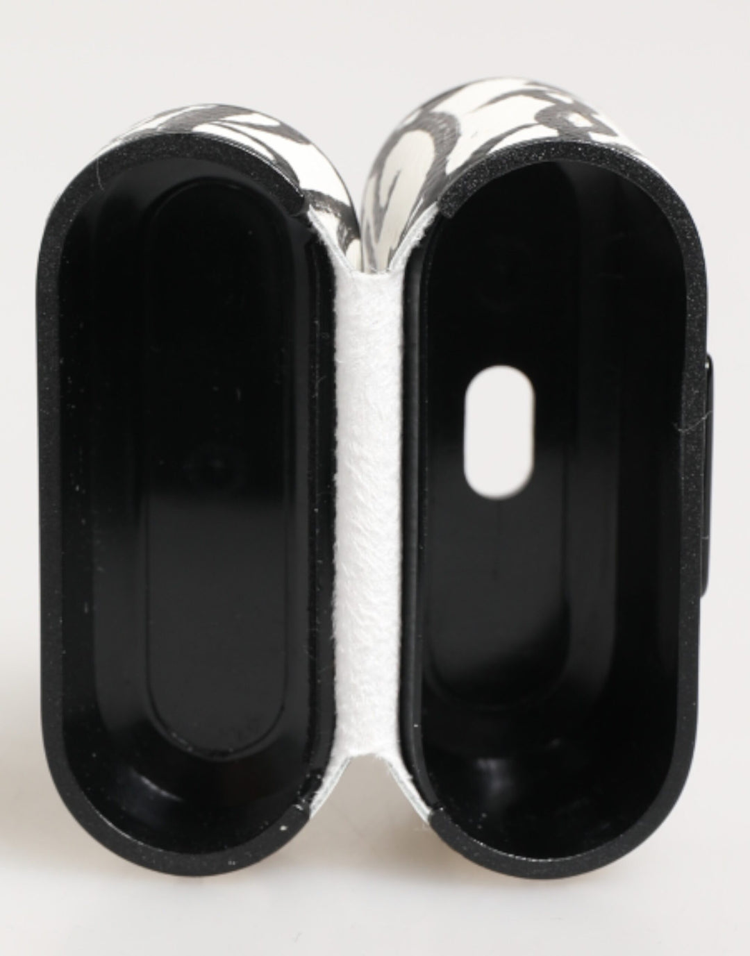 Dolce &amp; Gabbana Black White Leather Monogram Print Logo Holder Airpods Case