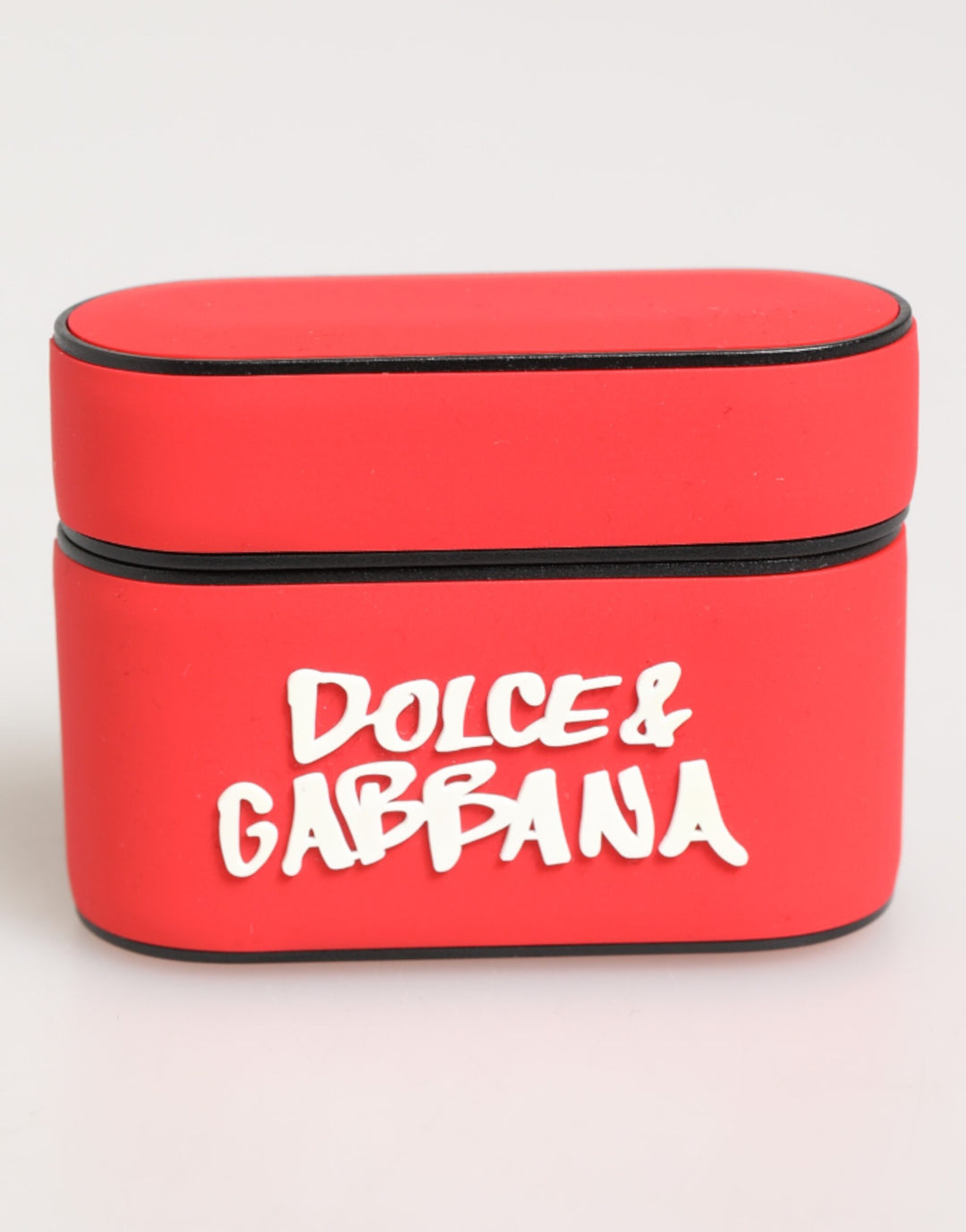 Dolce &amp; Gabbana Red PVC DG Logo Embossed Men Flip Holder  Airpods Case