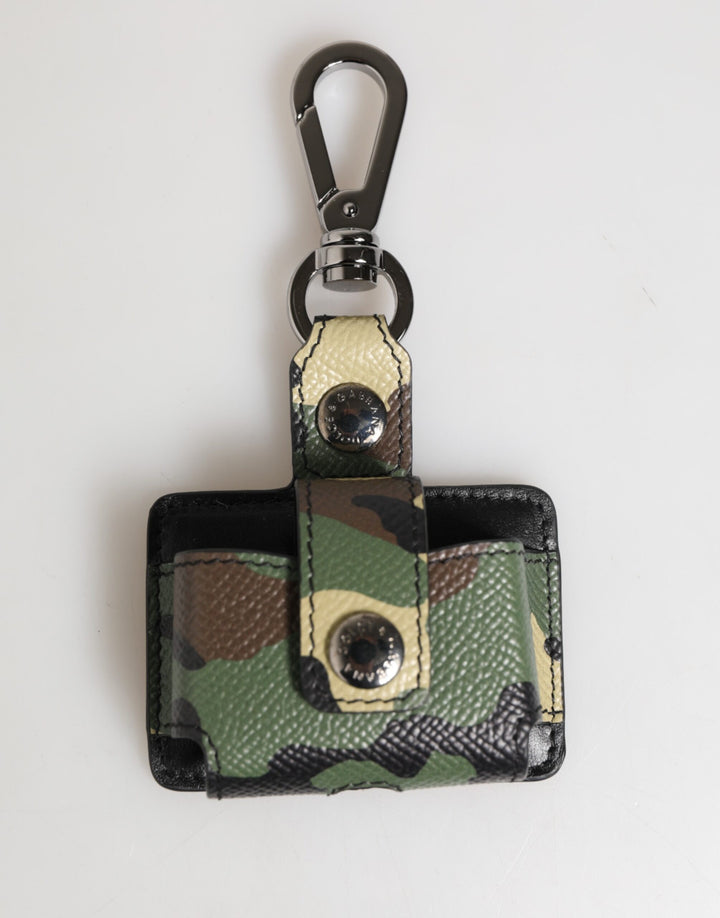 Dolce &amp; Gabbana Multicolor Camouflage Leather Metal Accessory Airpods Case
