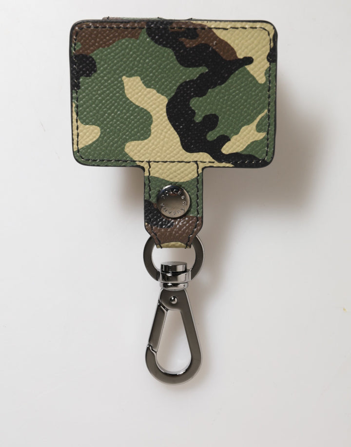 Dolce &amp; Gabbana Multicolor Camouflage Leather Metal Accessory Airpods Case