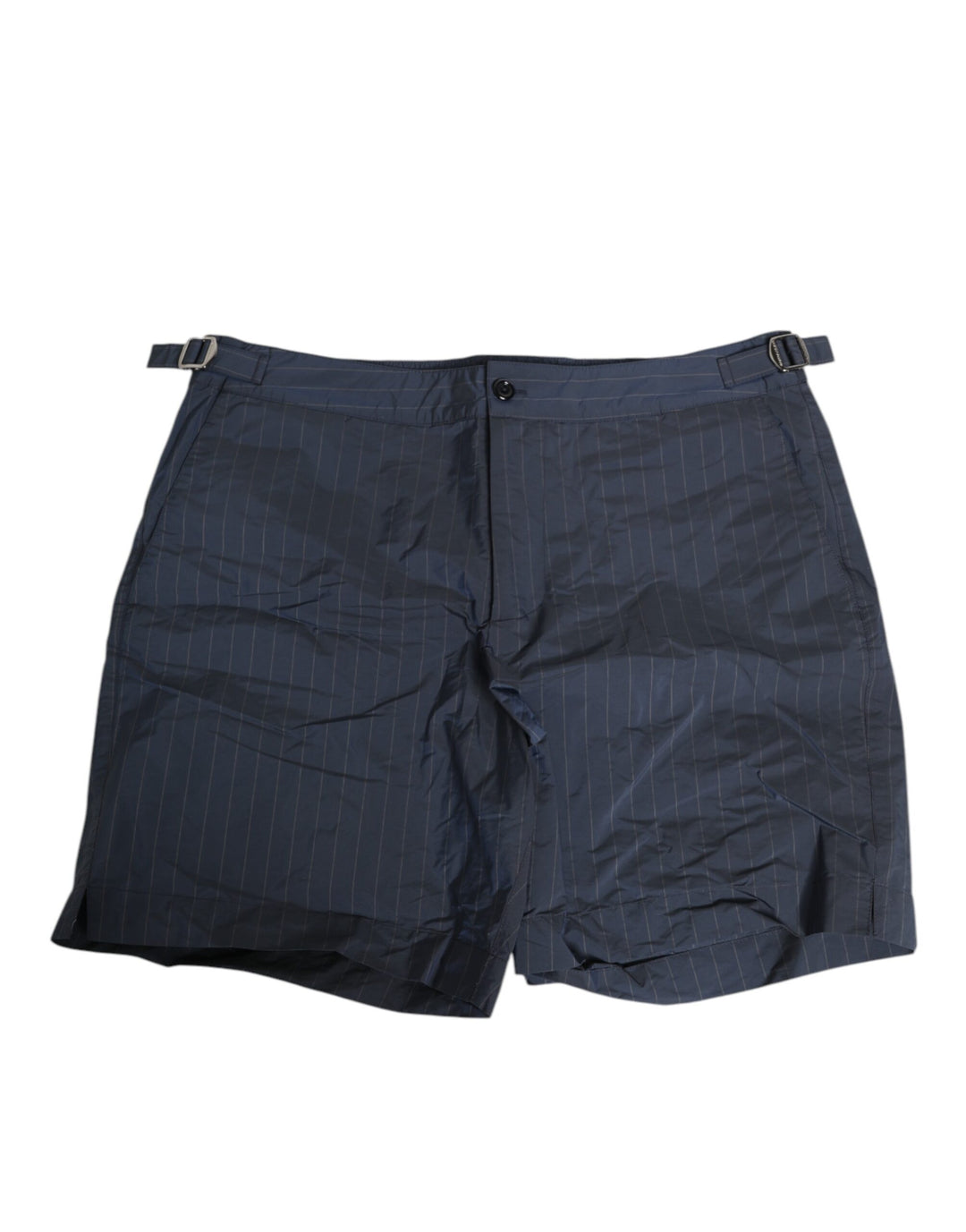 Dolce &amp; Gabbana Navy Blue Polyester Pinstripe Men Shorts Swimwear
