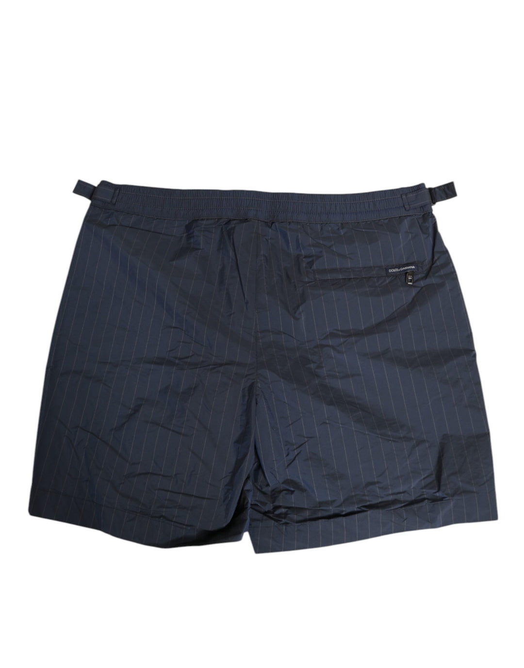Dolce &amp; Gabbana Navy Blue Polyester Pinstripe Men Shorts Swimwear