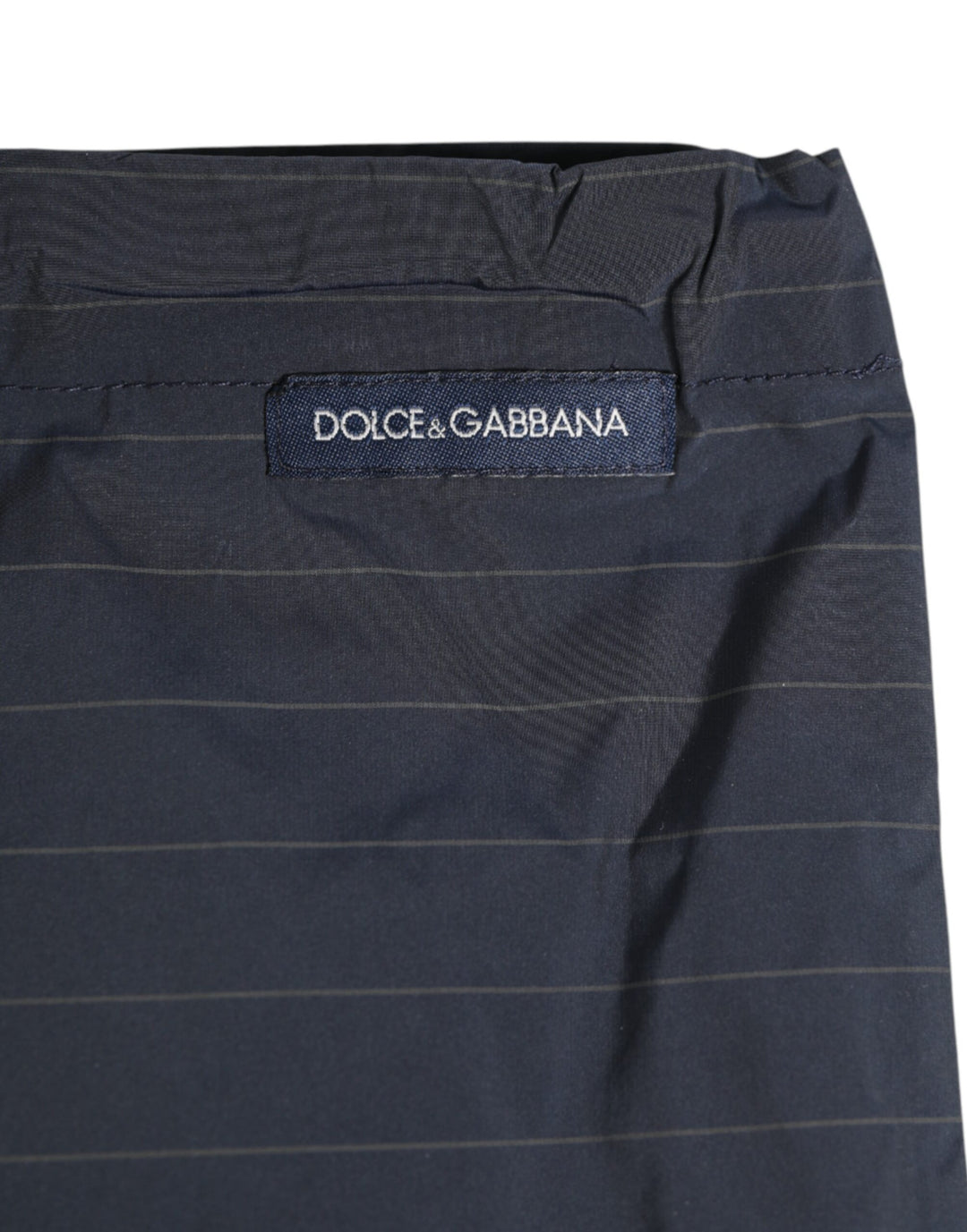 Dolce &amp; Gabbana Navy Blue Polyester Pinstripe Men Shorts Swimwear