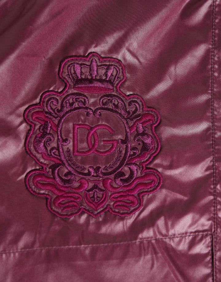 Dolce &amp; Gabbana Burgundy Polyester Logo Embossed Crest Swimwear