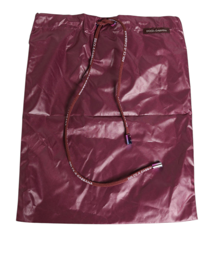 Dolce &amp; Gabbana Burgundy Polyester Logo Embossed Crest Swimwear