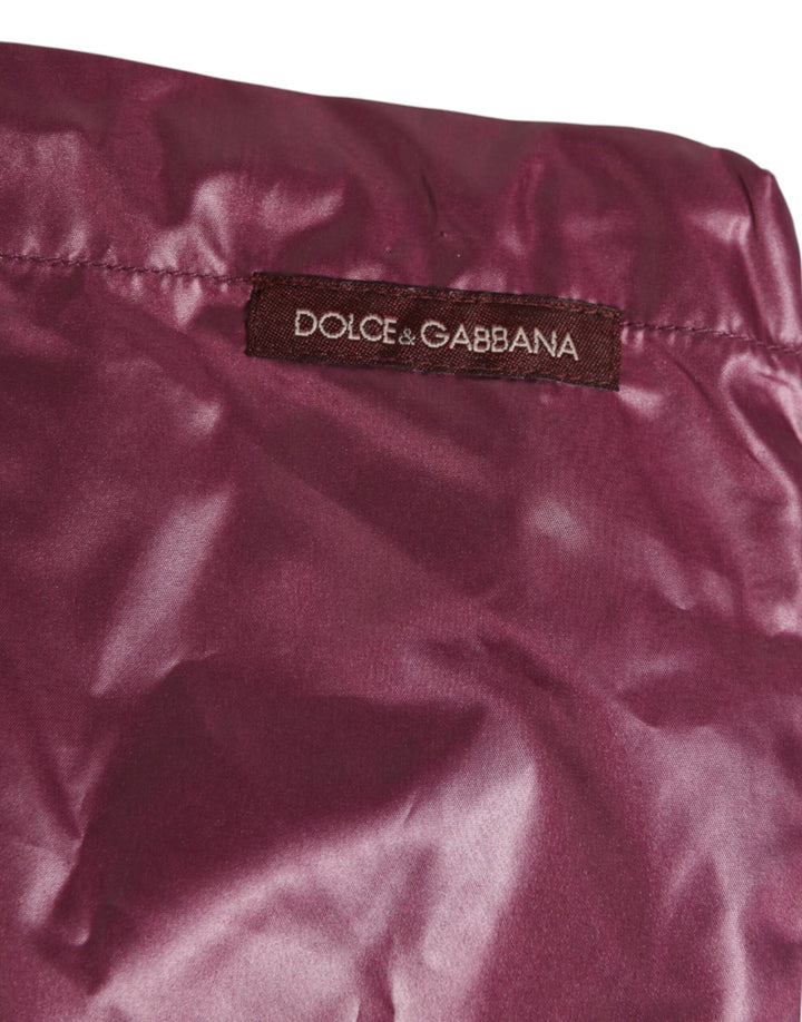 Dolce &amp; Gabbana Burgundy Polyester Logo Embossed Crest Swimwear