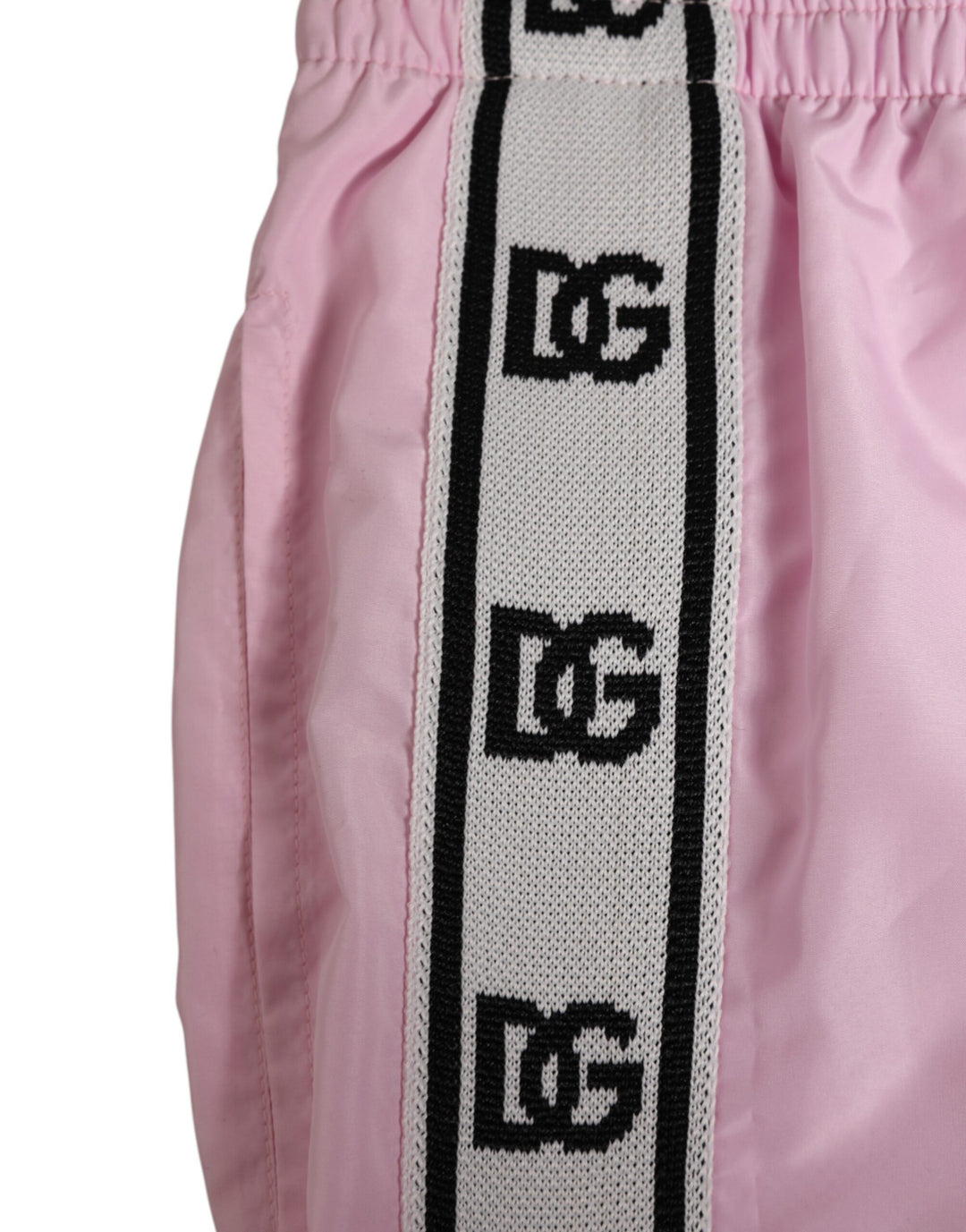 Dolce &amp; Gabbana Pink Nylon Logo Side Stripe Beachwear Men Swimwear