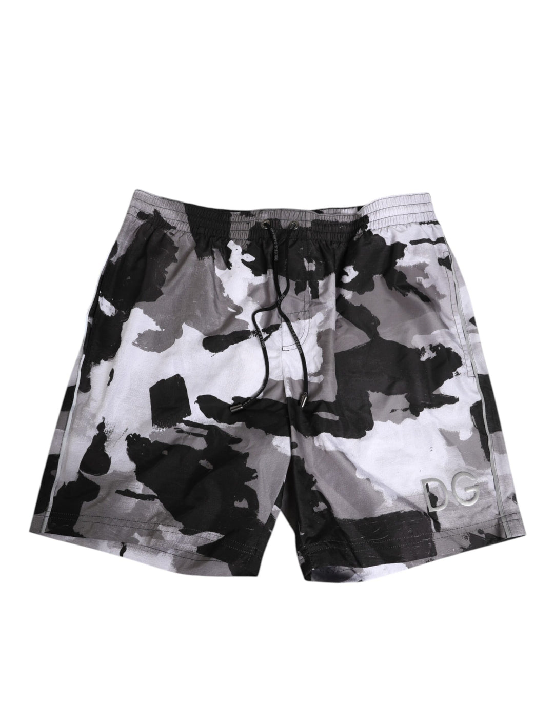 Dolce &amp; Gabbana Black White Camouflage DG Logo Men Swimwear