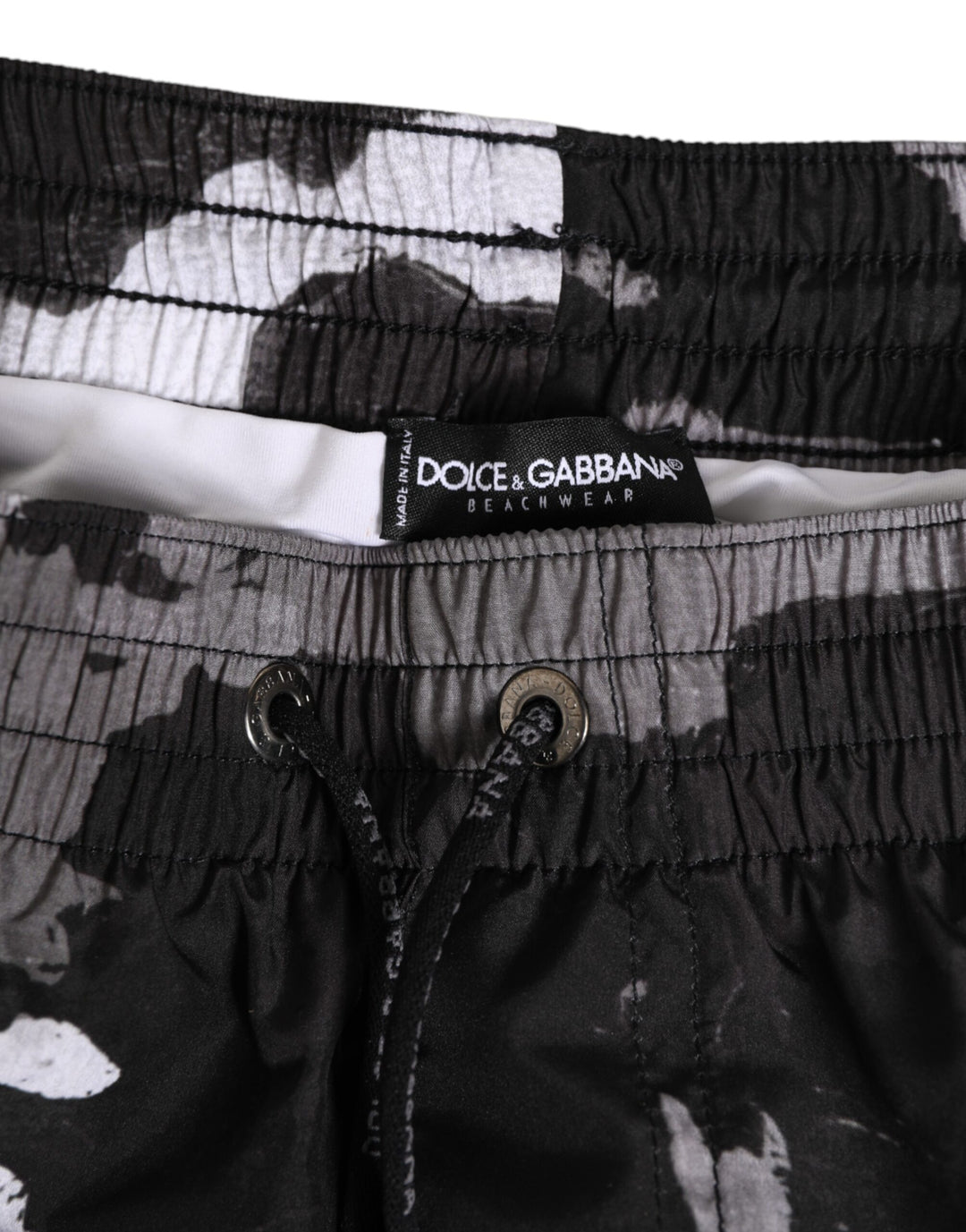 Dolce &amp; Gabbana Black White Camouflage DG Logo Men Swimwear