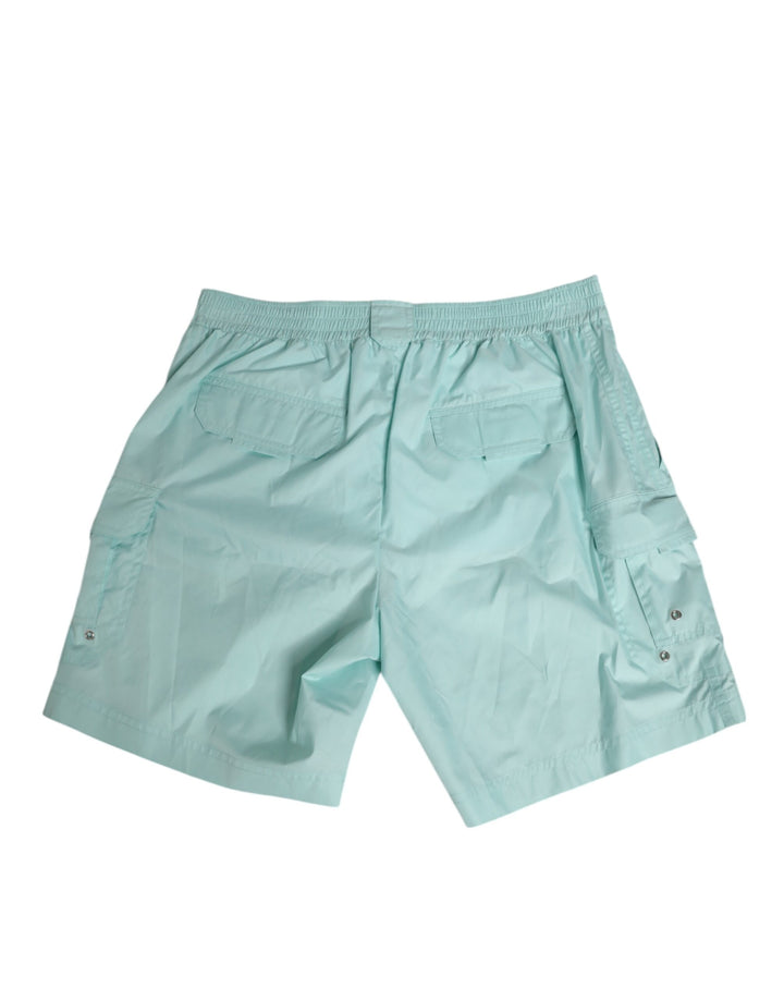 Dolce &amp; Gabbana Aqua Blue Polyester Beachwear Men Shorts Swimwear