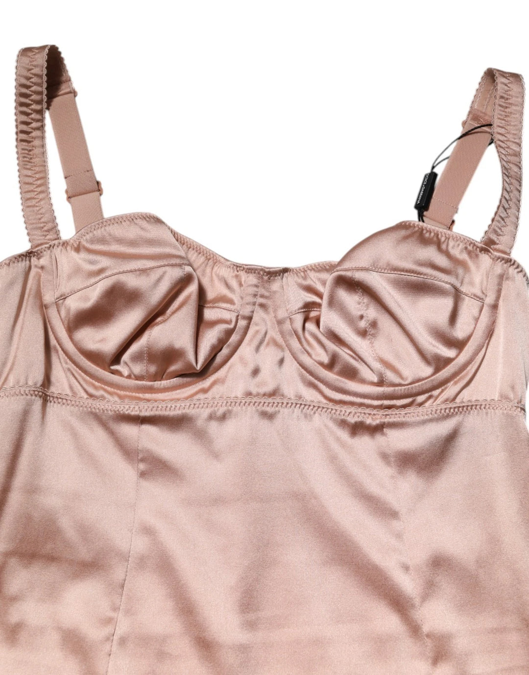 Dolce &amp; Gabbana Blush Pink Silk Satin Bustier Midi Bodycon Dress