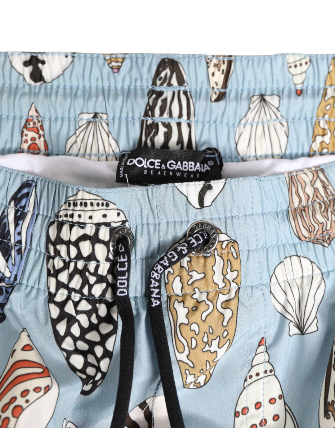 Dolce &amp; Gabbana Blue Seashell Print Nylon Men Shorts Swimwear