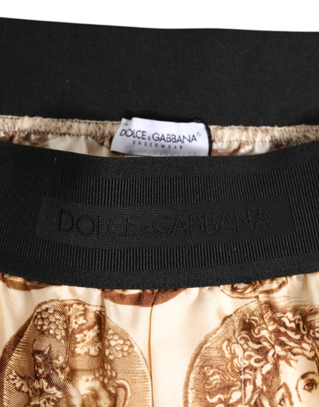 Dolce &amp; Gabbana Brown Ancient Coin Print Silk Shorts Swimwear