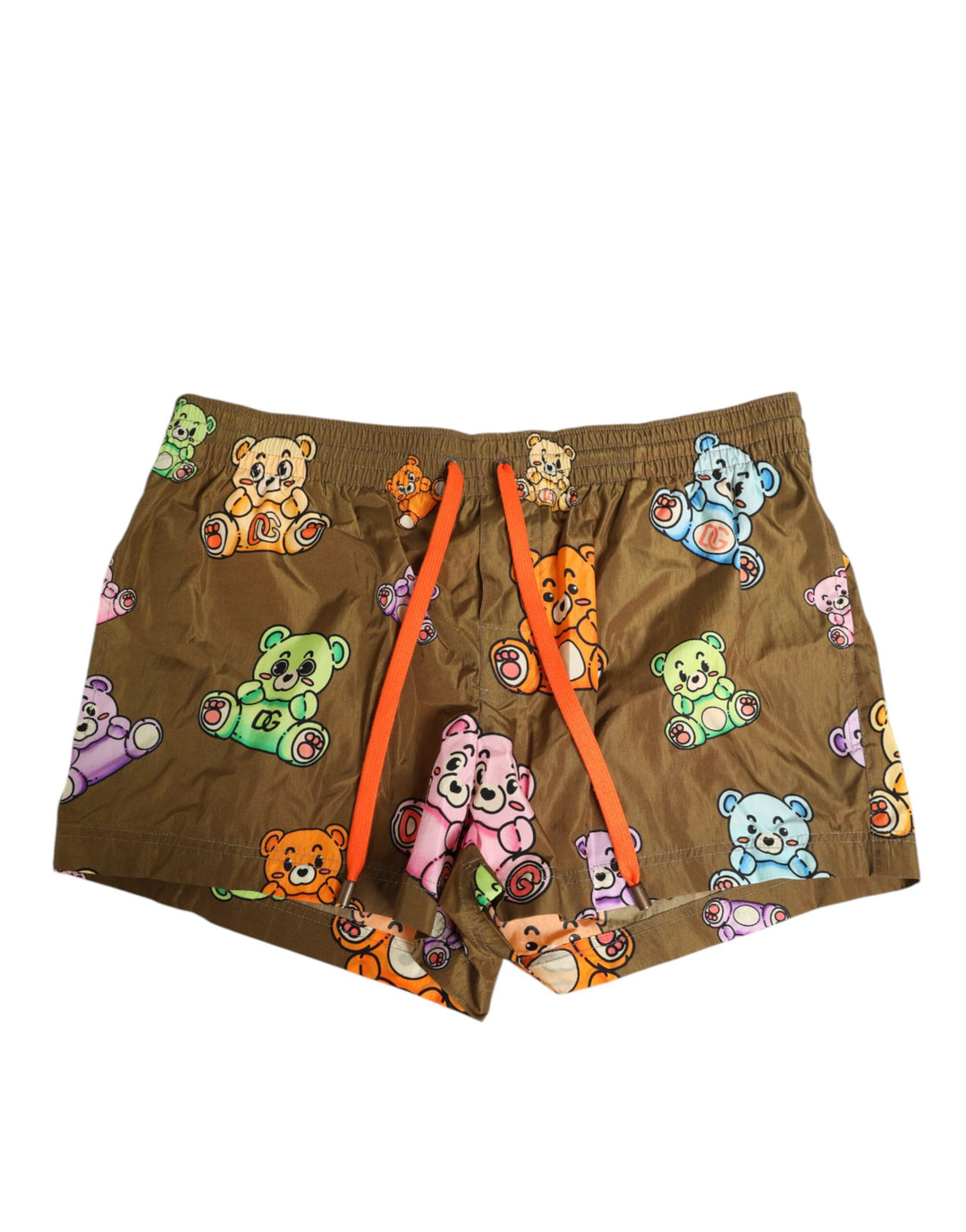 Dolce &amp; Gabbana Brown Multicolor Teddy Bear Men Shorts Swimwear