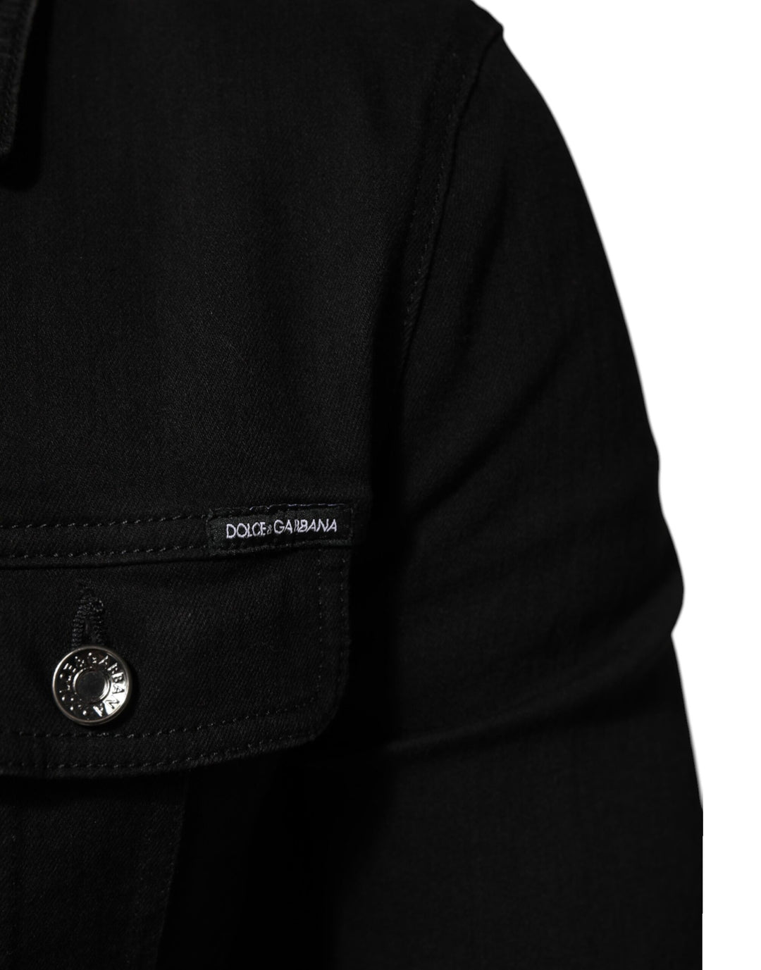 Dolce &amp; Gabbana Black Cotton Denim Stretch Button Up Jacket