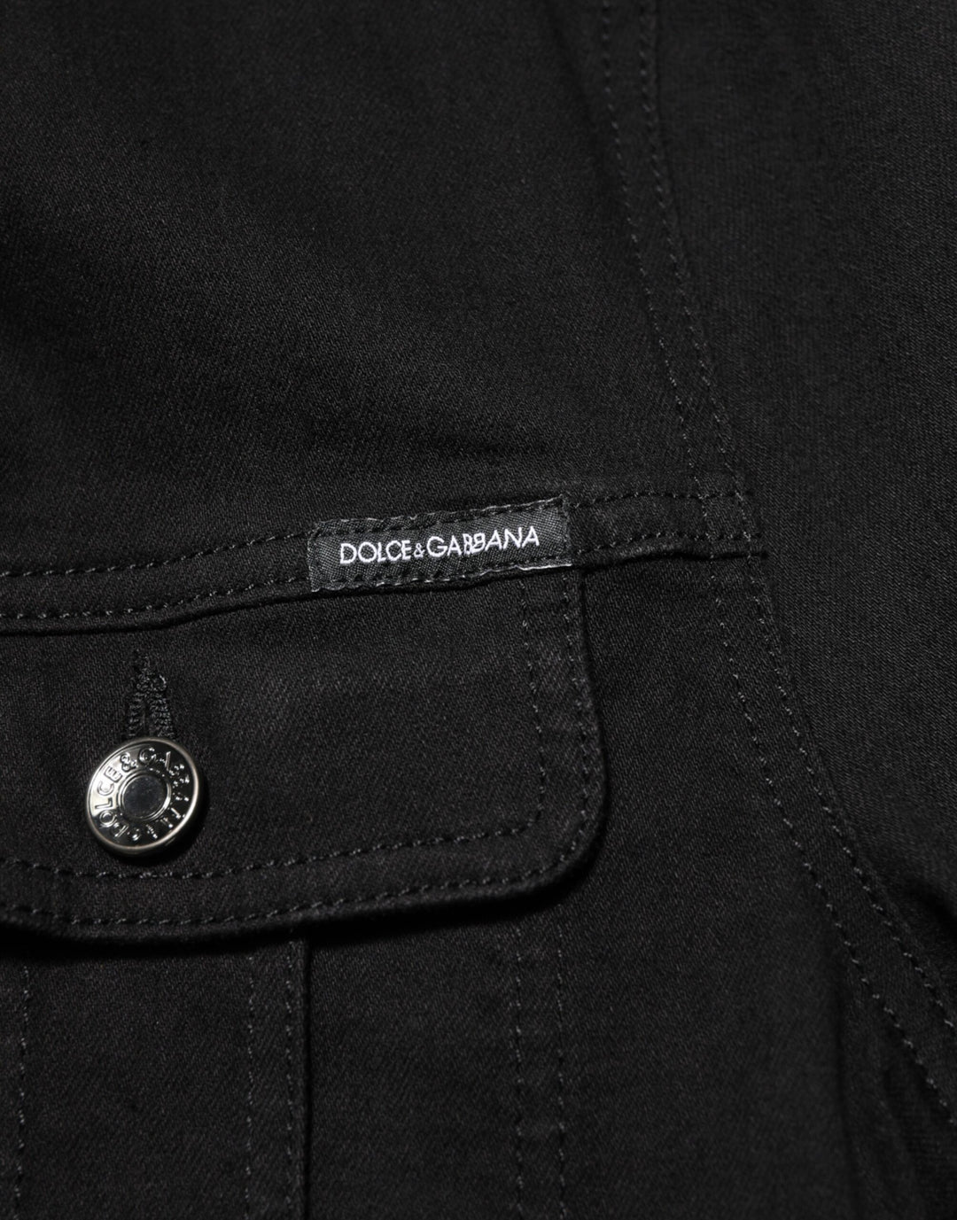Dolce &amp; Gabbana Black Cotton Denim Stretch Button Up Jacket