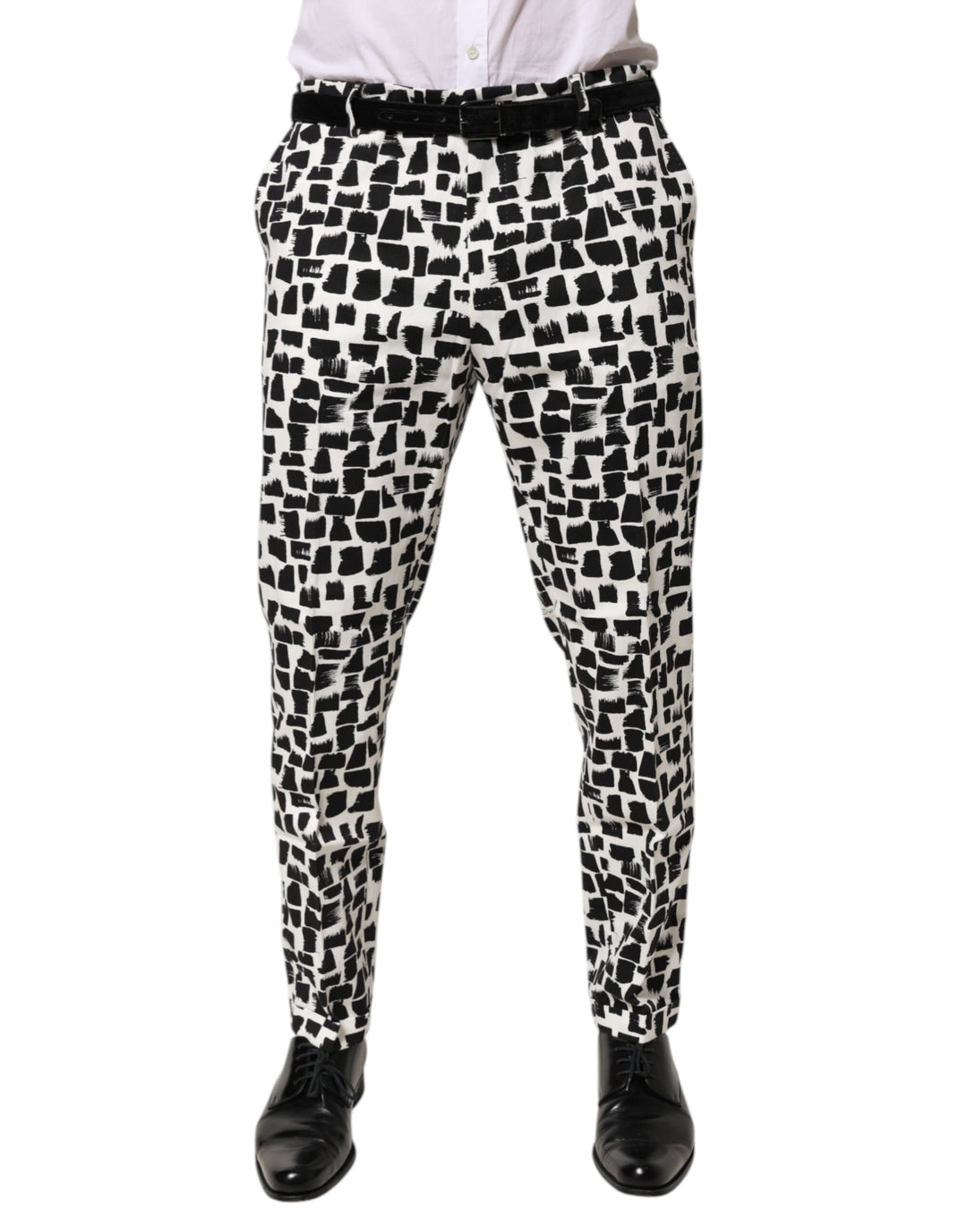 Dolce &amp; Gabbana Black White Abstract Print Cotton Blend Pants