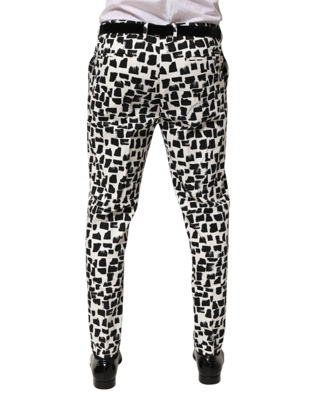 Dolce &amp; Gabbana Black White Abstract Print Cotton Blend Pants