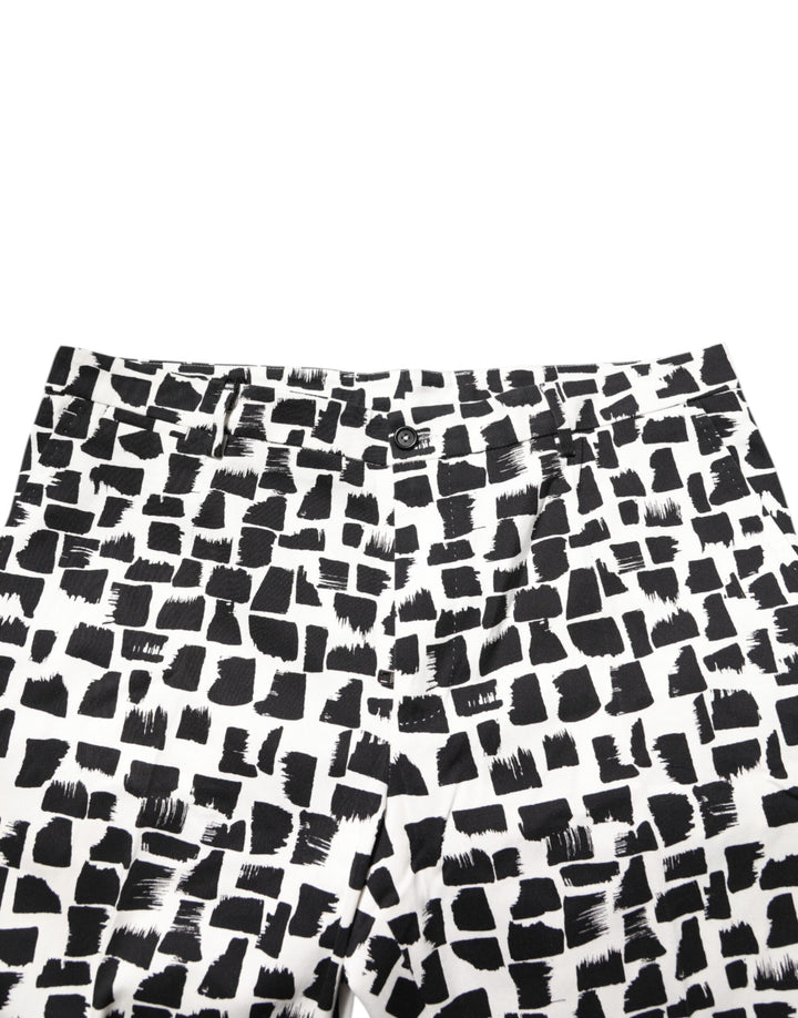 Dolce &amp; Gabbana Black White Abstract Print Cotton Blend Pants