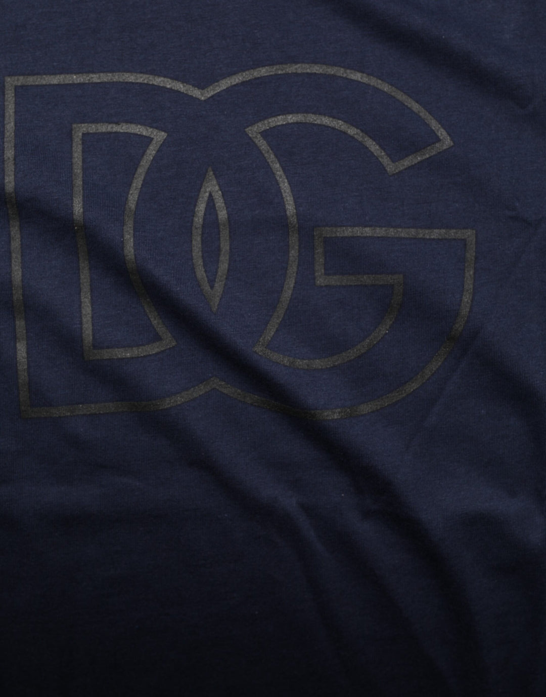 Dolce &amp; Gabbana Dark Blue Cotton DG Logo Print Men’s Top T-shirt