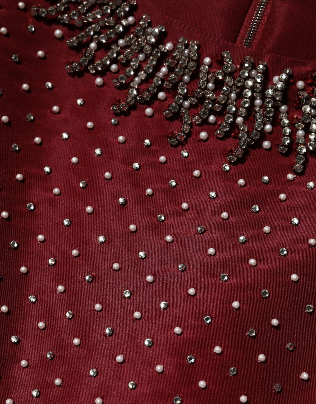 Dolce &amp; Gabbana Burgundy Silk Beaded Evening Gown Dress