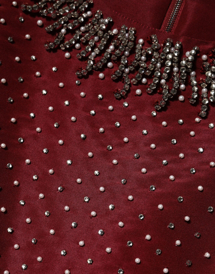 Dolce &amp; Gabbana Burgundy Silk Beaded Evening Gown Dress