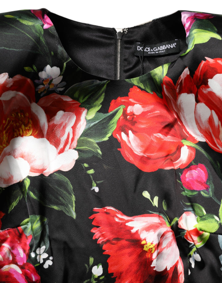 Dolce &amp; Gabbana Black Floral Fiori Pittorici Mini Bodycon Dress