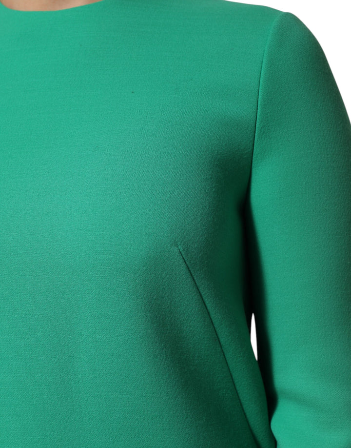 Dolce &amp; Gabbana Green Viscose Acetate Mini Long Sleeve Dress