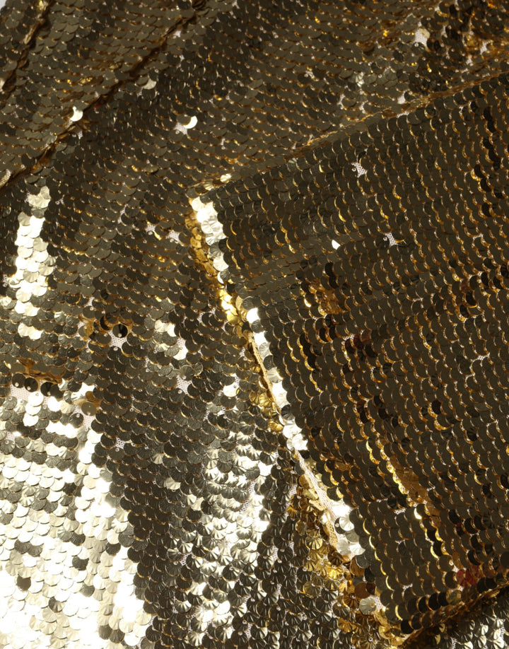 Dolce &amp; Gabbana Gold Sequin Long Sleeve Mini Dress