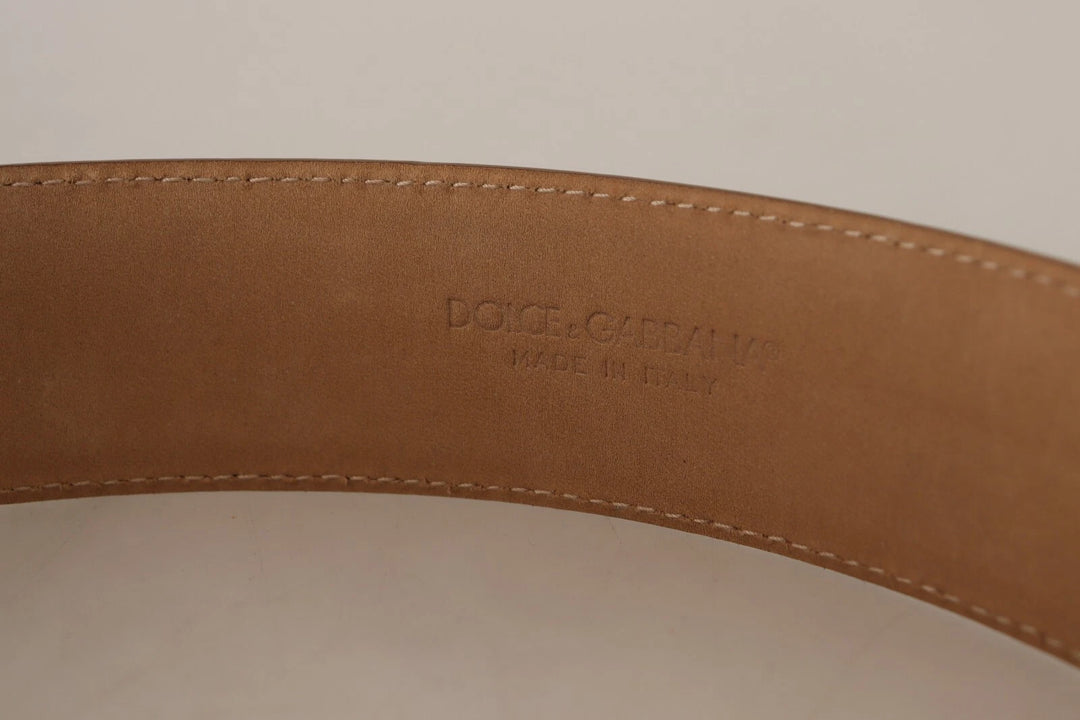 Dolce &amp; Gabbana Brown Leather Gold Metal Oval Buckle Belt