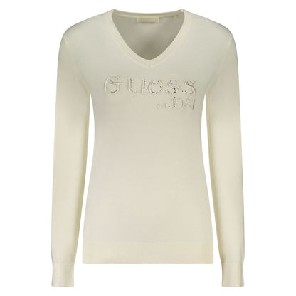 Guess Jeans Bianco Viscosa Women's Long-Sleeved T-Shirt