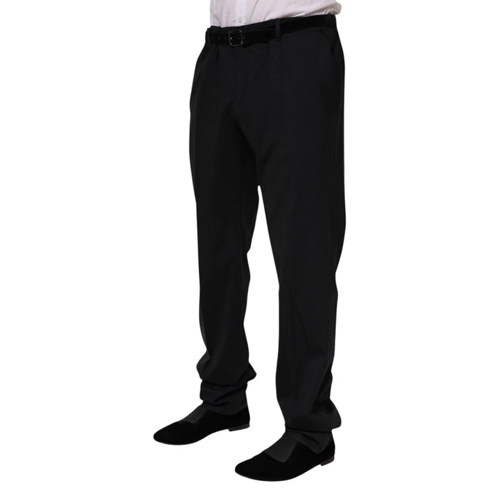 Dolce &amp; Gabbana Black Wool Formal Dress Men Trousers Pants