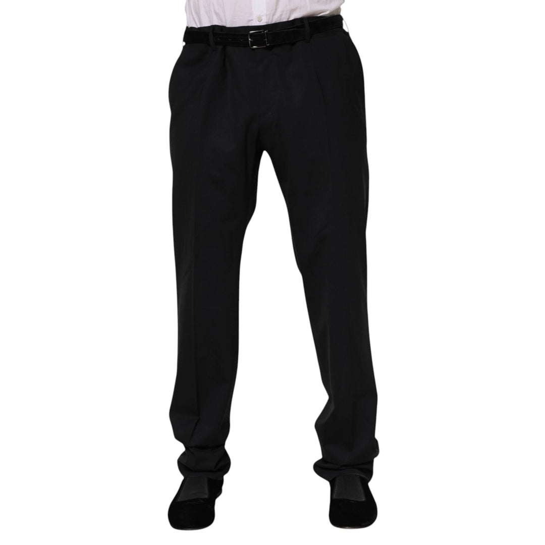 Dolce &amp; Gabbana Black Wool Formal Dress Men Trousers Pants