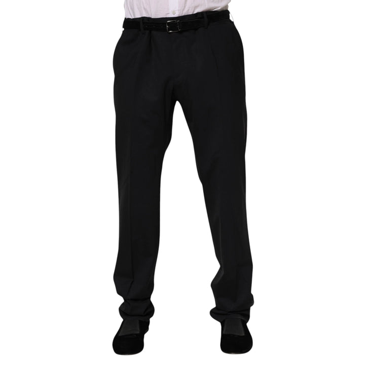 Dolce &amp; Gabbana Black Wool Formal Dress Men Trousers Pants