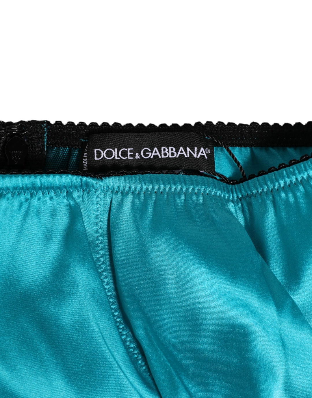 Dolce &amp; Gabbana Aqua Green Satin High-Waist Briefs Underwear