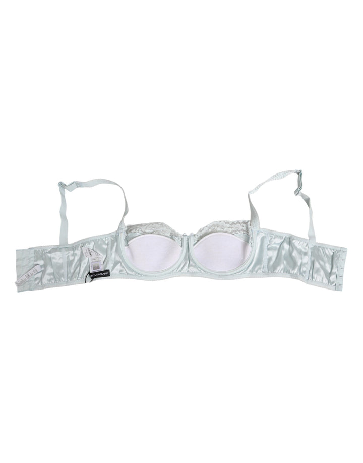 Dolce &amp; Gabbana Light Blue Silk Semi-Padded Balconette Underwear