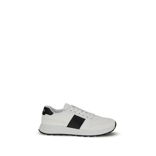 Prada White Calf Leather Bos Taurus Low Top Sneakers