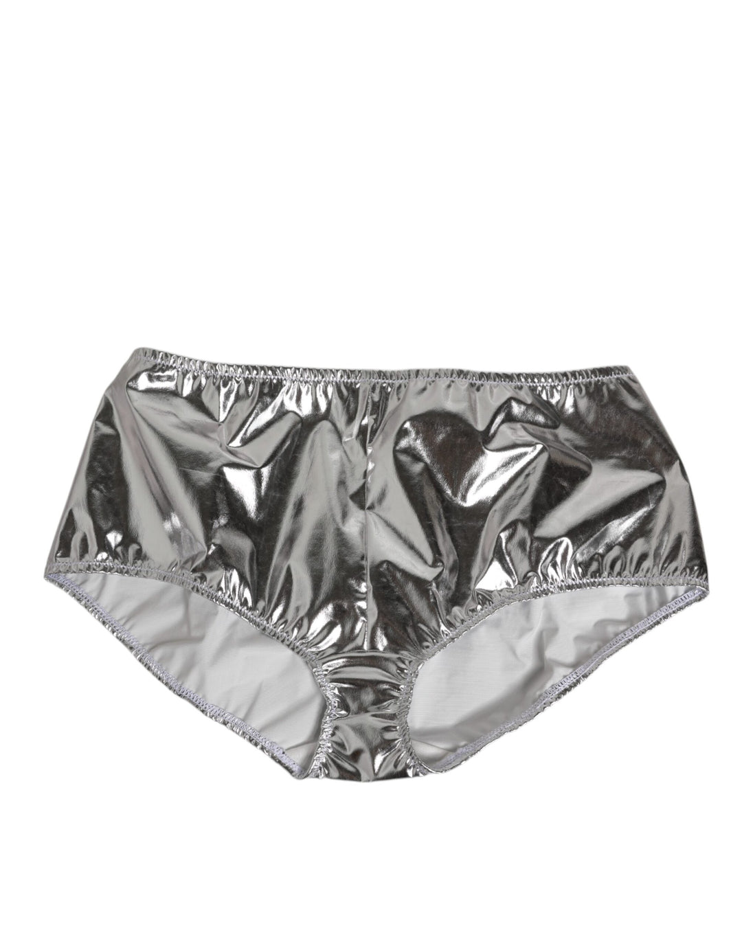 Dolce &amp; Gabbana Silver Metallic High Waist Bikini Bottom Women  Underwear